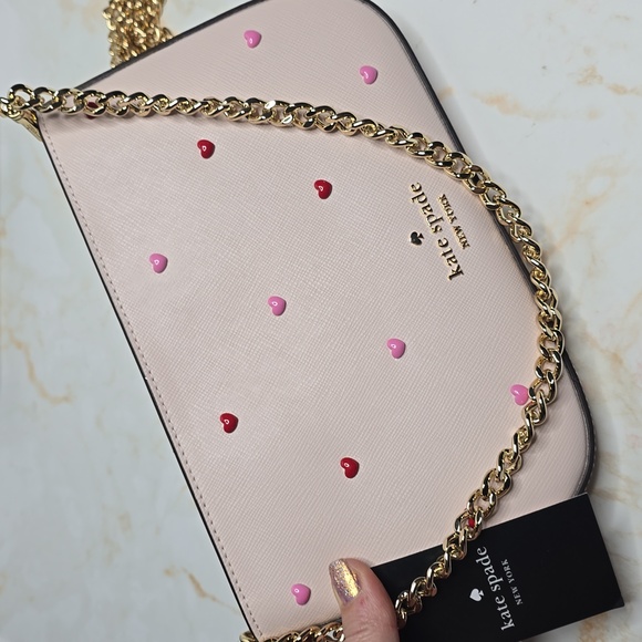 kate spade madison powdered heart studs pochette Valentines Day New - Picture 4 of 12